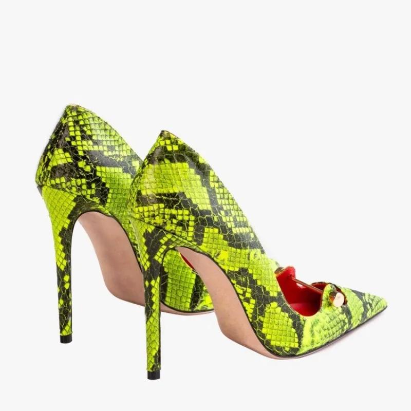 Fashion Roman Red Black Rivet Thin High Heels Shose 2024 New Women's Spring Summer Sexy Pointy Metal Buckle Show High Heels Size 34-44