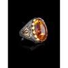 Высококачественное мужское винтажное кольцо из стерлингового серебра 925 пробы с янтарем