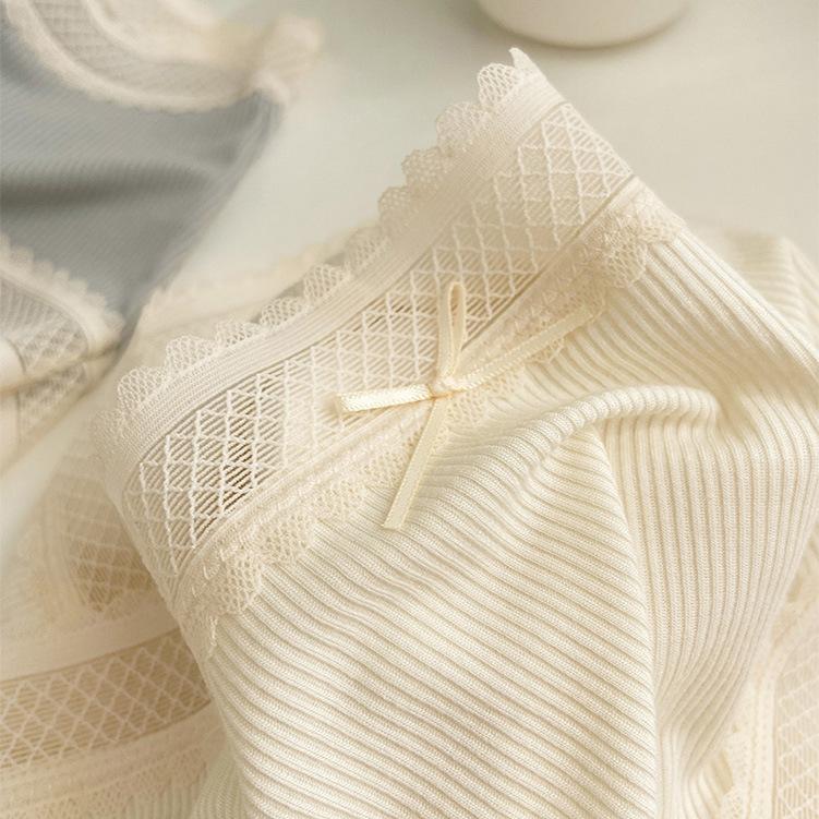 Нитка Хлопок Девушка Милая Кружевная Край Средняя Талия Удобный Бюстгальтер Эластичный Треугольник Нижнее Белье