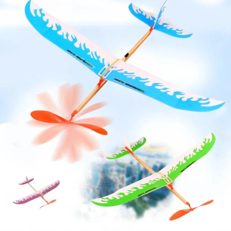 1 Set Elastic Rubber Band Powered Flying Airplane Plane Glider Educational Sciences DIY Assembly Toys for Children Kids