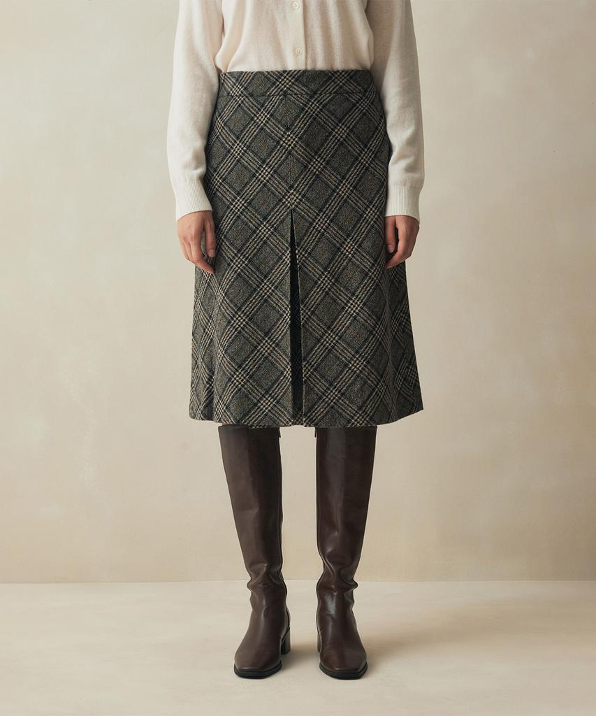 Brooks Brothers Lambswool Check Skirt (Beige) (Bbkzwm3839Zef)