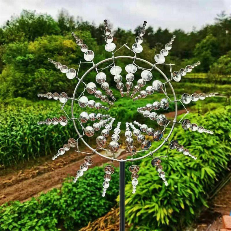 Модная уникальная волшебная металлическая ветряная мельница, стабильная, легкая установка, вращающаяся вертушка для открытого сада, лужайки