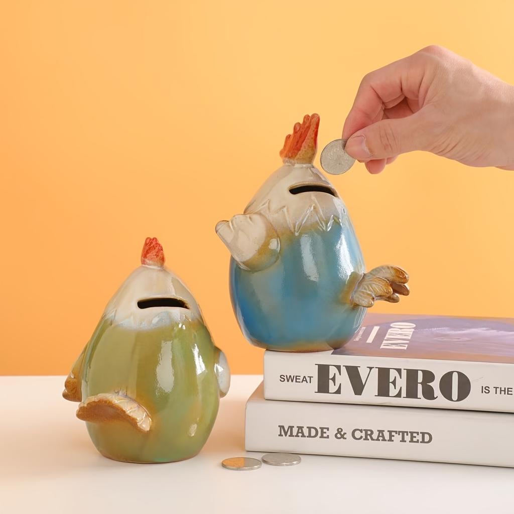 Очаровательные керамические банки для хранения в виде мультяшных цыплят, красочный, игривый дизайн с красным гребешком и бородкой, идеально подходят для декора кухни, офиса или террасы