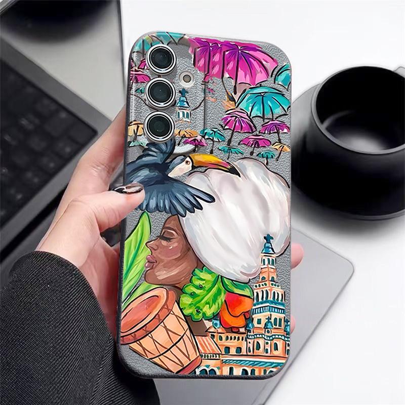 Чехол с тропическим узором тукана для Samsung Galaxy A57 A56 A55 A54 5G A37 A36 A35 A34 A17 A16 A15 A14 Силиконовая крышка с текстурой кожи