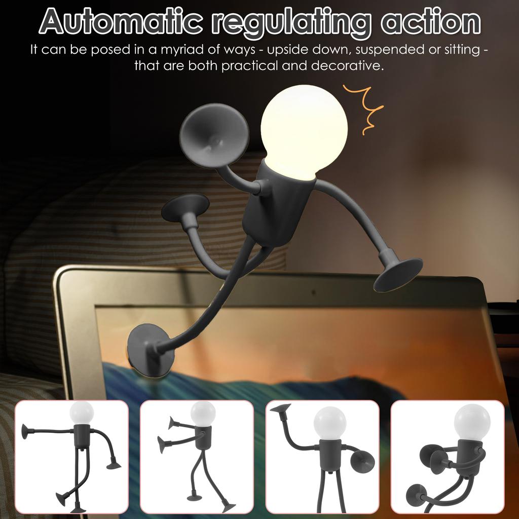 Cute Creative Sportsman Night Light Mini Portable Bulb Suction Cup Lights Bendable Desk Lamp Model Tabletop Home Decorations