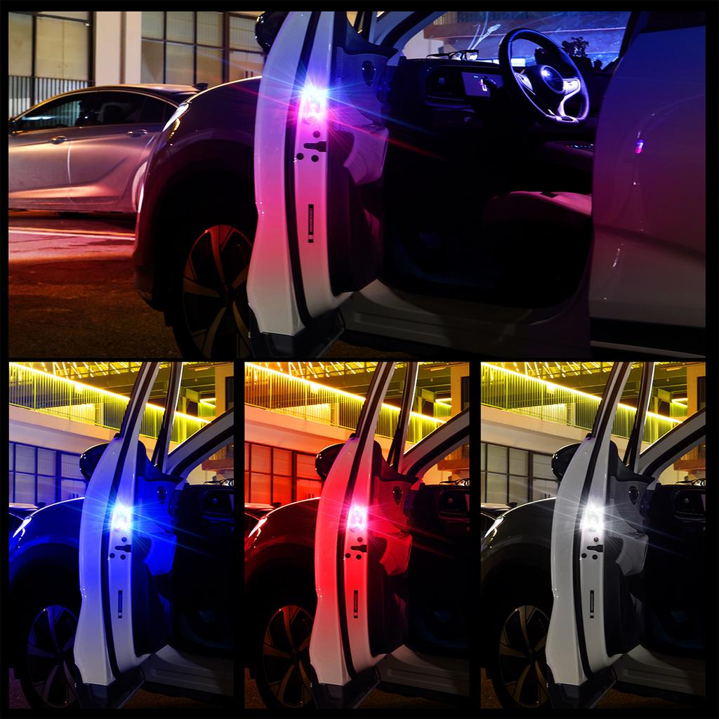 2/4PCS Car Door Warning Strobe Light USB LED Ambient Light Wireless Foot Light Mini Decoration Environment Light Atmosphere Lamp