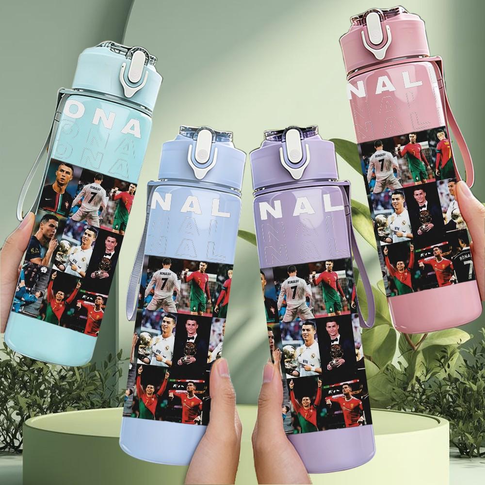 1PC Crowd People Collage 750ml sports water bottle leakproof straw lid outdoor office home