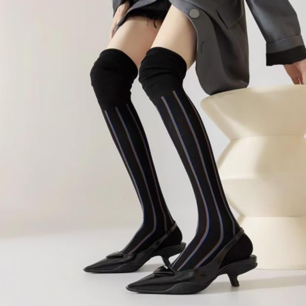 Vertical Stripes Over Knee Stockings Tall High Socks Knee Length Stockings Autumn/Winter