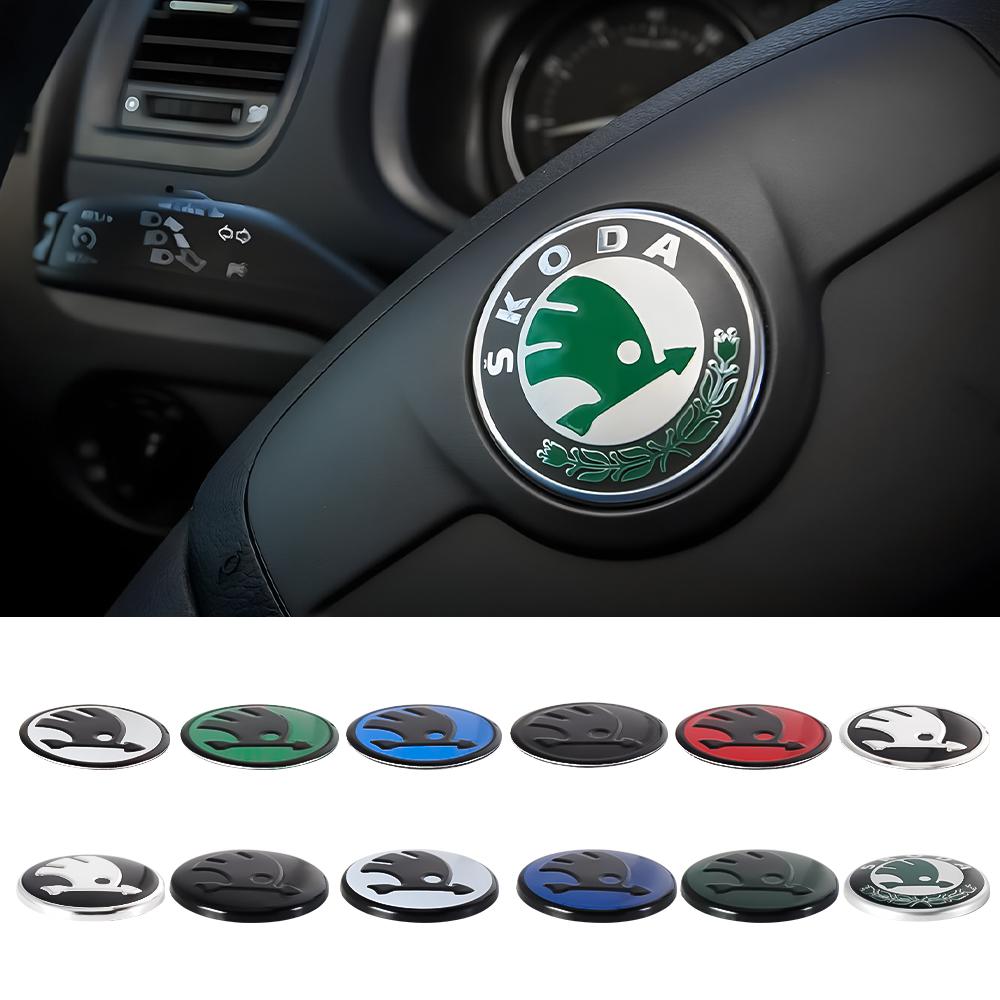 BASN7 43ММ 44ММ 3D Алюминиевая Наклейка-Накладка на Руль Автомобиля Для Skoda Octavia Rapid Fabia Superb Kodiaq Scala Karop Kamiq Yeti