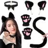 Костюм Кошки для Косплея: Костюм на Хэллоуин с повязкой на голову с ушками, перчатками-лапами и аксессуаром-хвостом