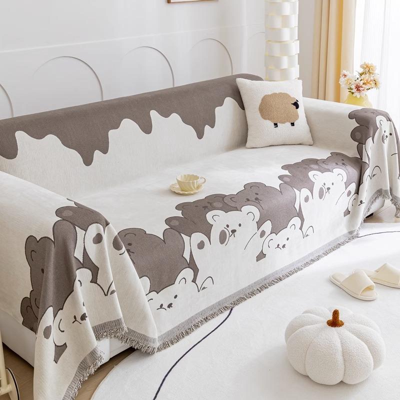 Полотенце для дивана в кремовом стиле из синели, универсальное покрывало на четыре сезона, одеяло для дивана, простой современный чехол для дивана, ткань