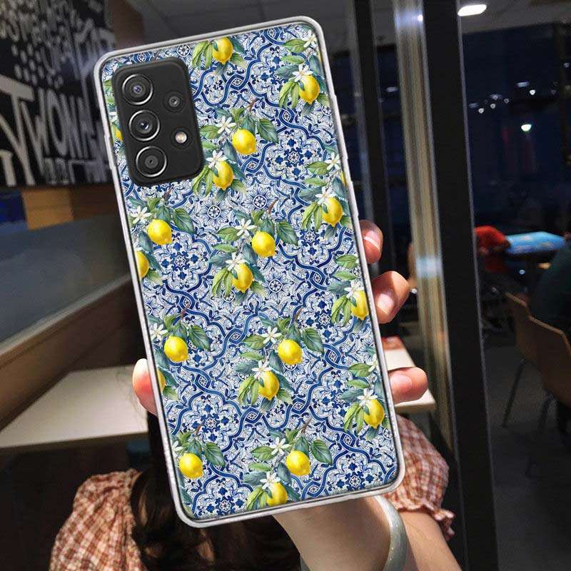 Средиземноморский Лимон Чехол для Телефона для Samsung A54 A57 A37 A17 A14 A15 A12 A24 A34 A55 A35 A25 A52S A07 A05S A04S A22 A32 A72 Galaxy