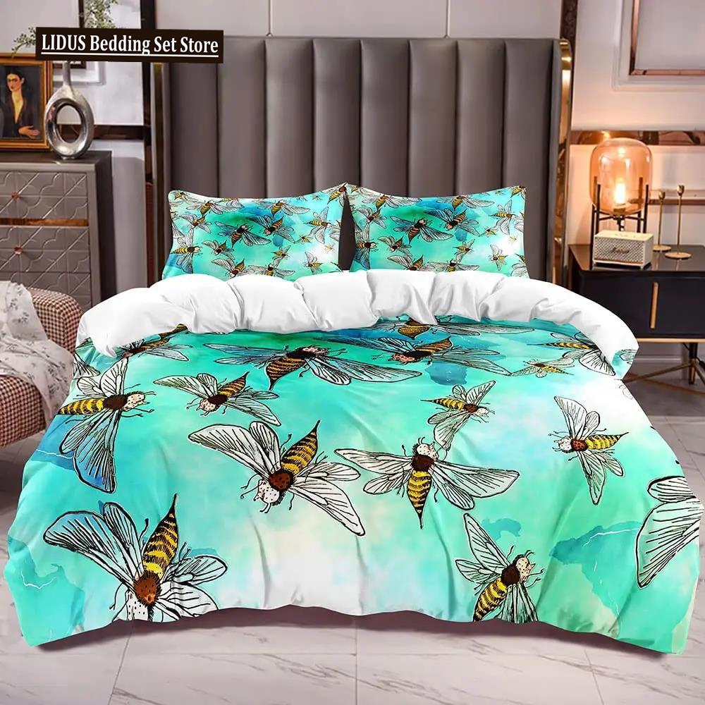 Зеленый Богомол Пододеяльник Размер Кинг Квин Тема Насекомых Постельный Набор Для Детей Подростков Взрослых Дикая Природа Покрывало Наволочка