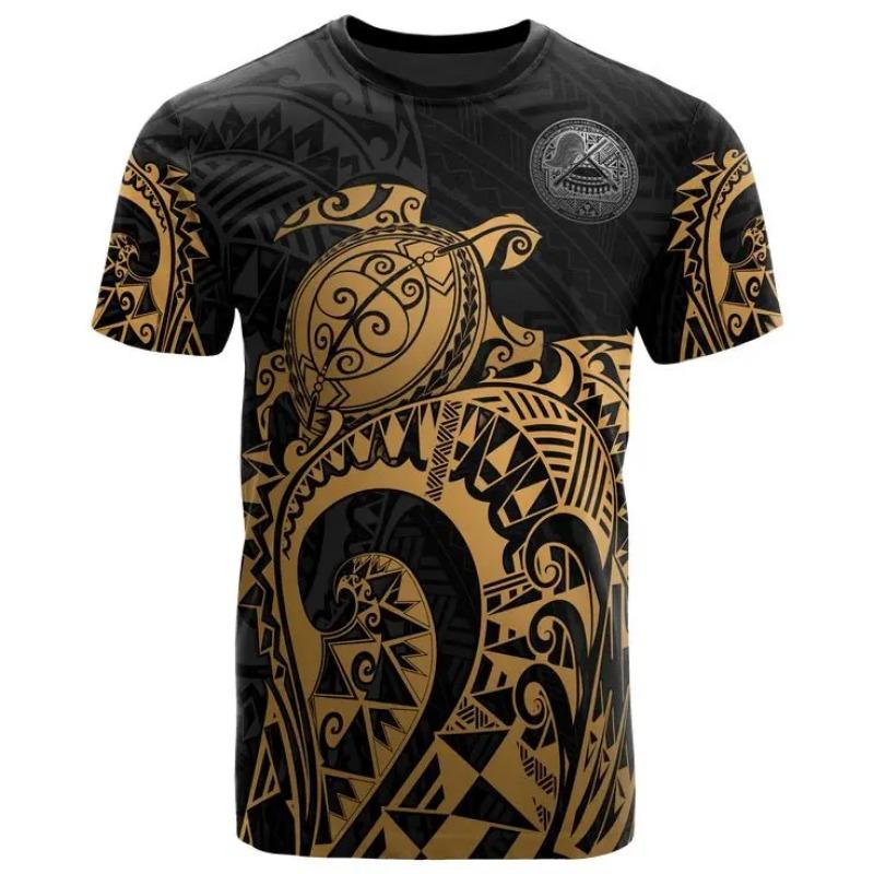 Футболка с короткими рукавами в креативном стиле для мужчин и женщин Pohnpei 3D Printed O-neck Fun Printed Pullover Loose Oversize Men's