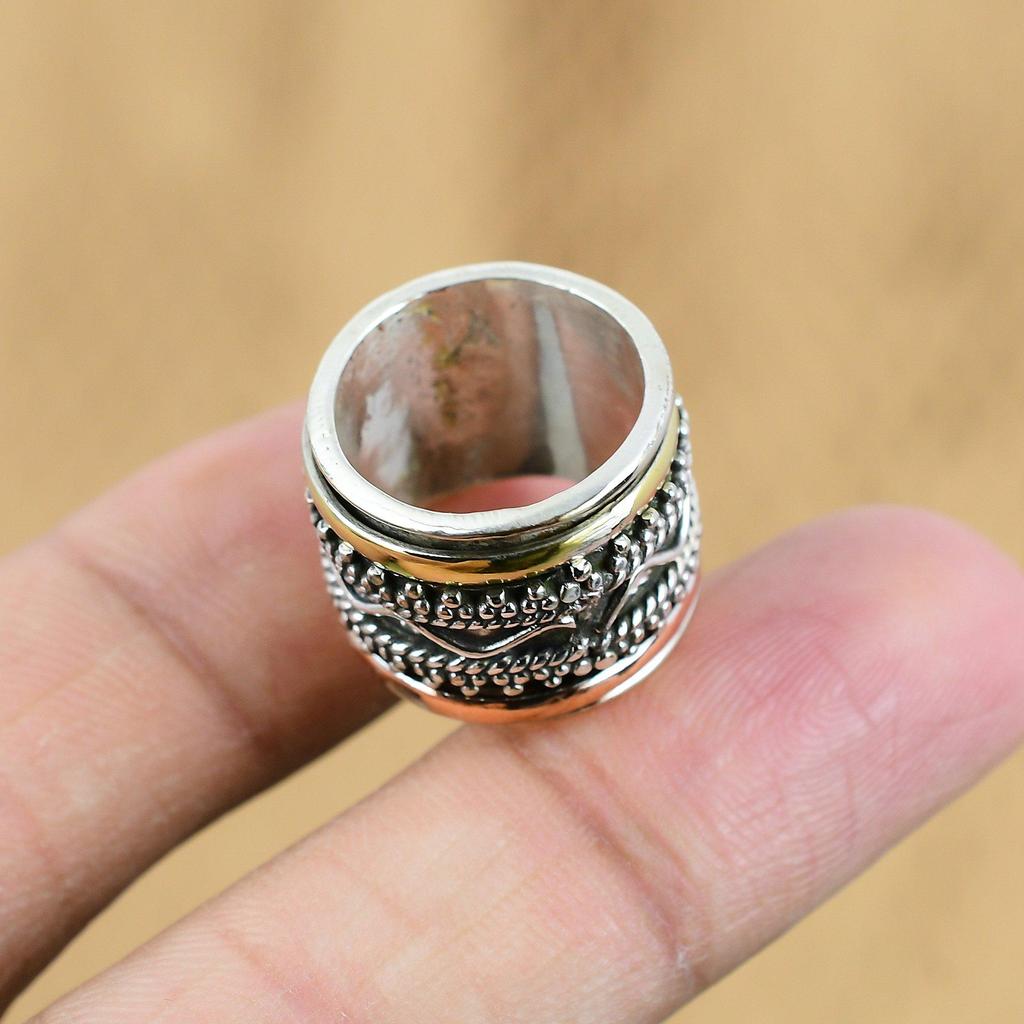 Подарок для женщин Кольцо-спиннер Размер 4.25 Серебро 925 пробы Натуральный Без камня Драгоценный камень