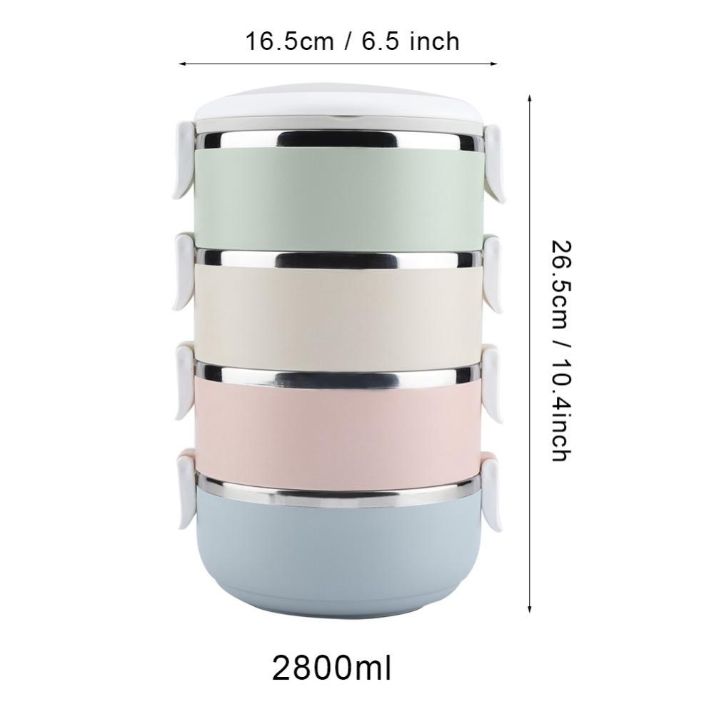 Stainless Steel Leakproof Food Container 2/4 Tier Food Container Thermal Lunch Box For Office
