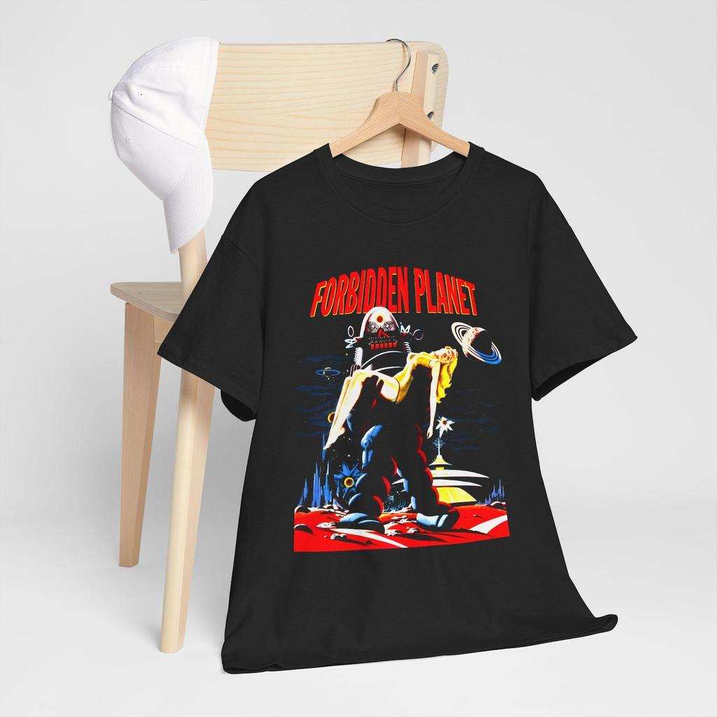 Forbidden Planet Retro Sci-Fi Movie Navy Black Tees T-Shirt Size S-5XL