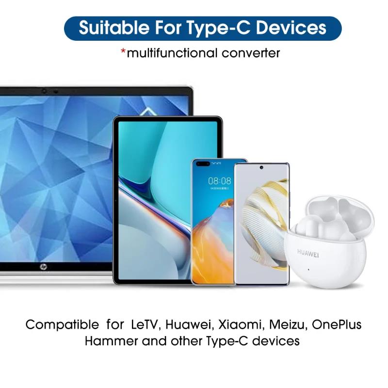 5PCS Lightning Female To USB C Male Cable Converter Carplay Type-C Phone Charger Adapter for IPhone 15 Pro Max Samsung Earphones 3