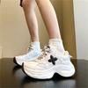 Spring/Autumn Round Toe Thick Sole Fashionable Comfortable Lace-Up Casual Sports Shoes Trendy Breathable Student Walking Shoes