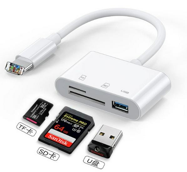 OTG картридер для мобильного телефона Huawei: 3-в-1 USB 3.0 Кабель-адаптер для карт SD/TF.