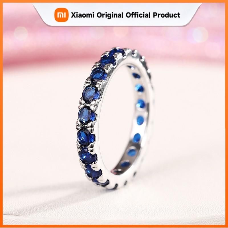 Xiaomi Кольцо Huitan с одним синим кубическим цирконием для женщин, универсальное и штабелируемое, повседневное кольцо для пальцев для женщин, модный подарок