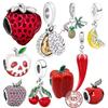 Hot S925 Sterling Silver Cherry Fruit Lemon Slice Strawberry Durian Apple Chili Charm Beads Fit Original  Bracelet Jewelry