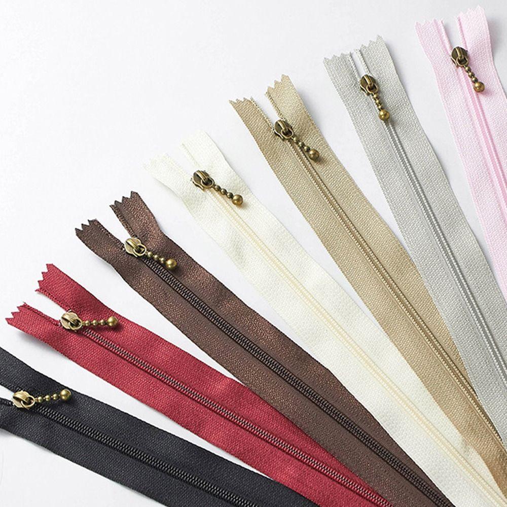 10Pcs Replacement Round Bead Modeling Zipper Handmade Zip Fastener Handbag 3# Close-end Zip