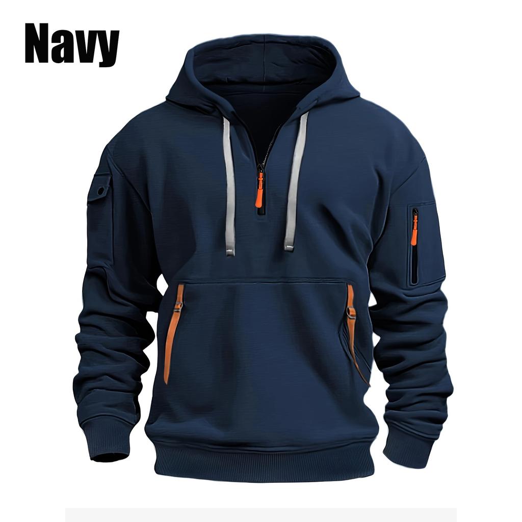Men's Hoodie Quarter Zip Hoodies Hooded Plain Pocket Sports&Outdoor Streetwear Cool Casual Spring & Fall Clothing Hoodies Sweatshirts Men's Coats