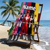 Custom Name Personalized Mighty Morphin Power Rangers Print Beach Towel, for Trip Camping Beach Party Home Decor, Birthday Gift for Family & Friends