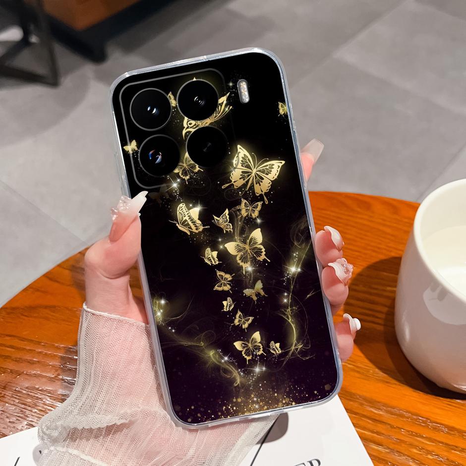 Cute Flower Case For Xiaomi 15 Pro Ultra Clear Soft Silicone Protective Bumper Cover For Xiaomi15Pro 15Ultra Anti Scratch Fundas