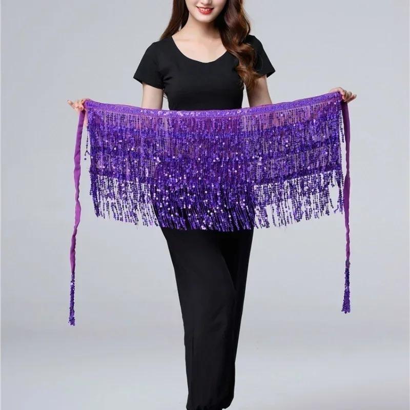 Цепочка на талию для танца живота Новая Блестящая Многослойная с Кисточками Накидка на талию Индийский Танцевальный Выступление Практика Ремень Поясной платок Юбка Поясной платок