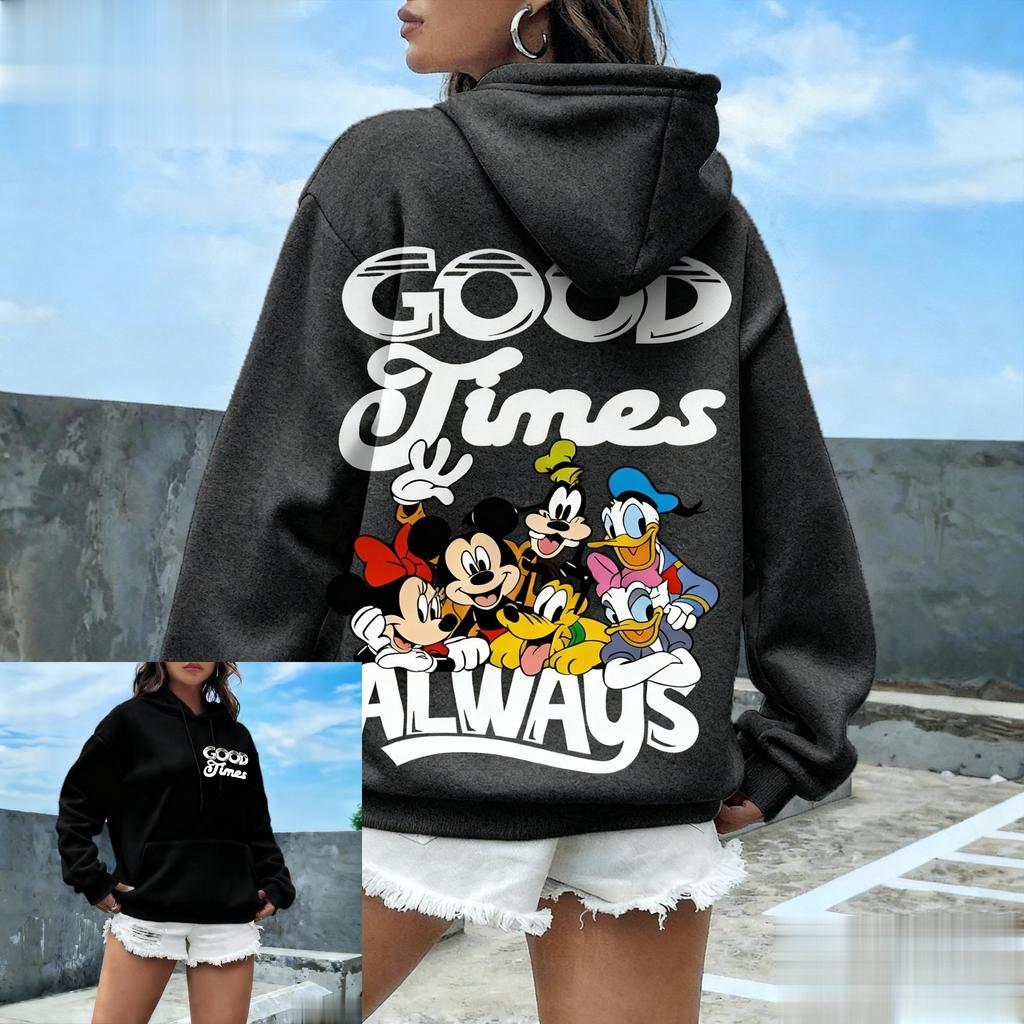 Унисекс Толстовка с принтом Микки и Минни Маус Disney Повседневная Уличная Женская Мужская Хлопковая Толстовка Винтажная Мультяшная Толстовка Осенняя Модная Топ