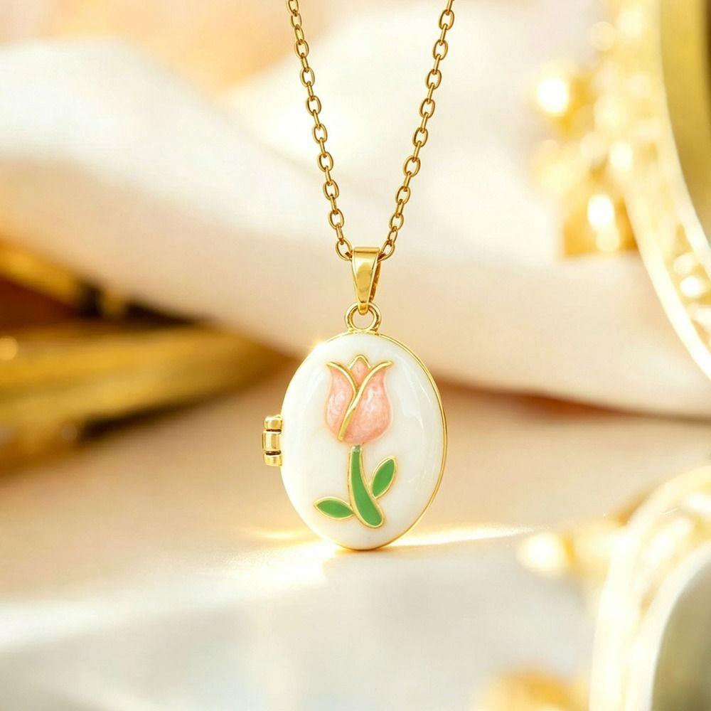 Opening and Closing Lid Photo Locket Pendant Necklace Sweater Shirt Accessories