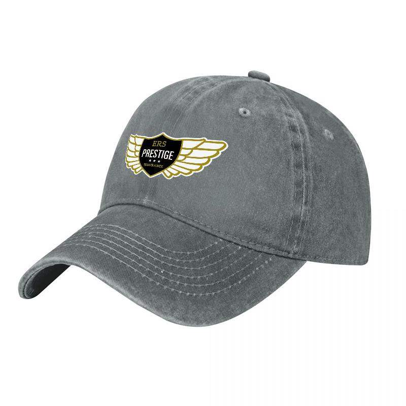 Prestige Wings Logo Washed Cotton Baseball Cap Classic Unisex Adjustable Hat With Gold Embroidery And Vintage Finish