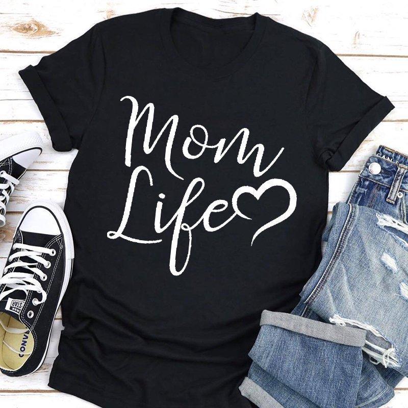 Летние женские футболки с короткими рукавами и круглым вырезом с принтом LOVE Mom из хлопка