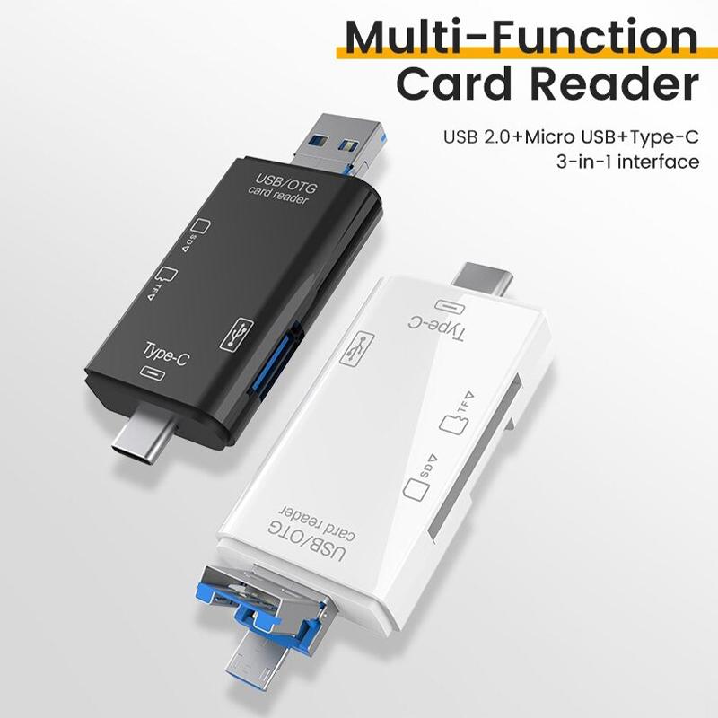6-в-1 Type C Micro USB Портативный кард-ридер для SD-карт Адаптер для высокоскоростной передачи данных для ПК и ноутбука