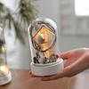 Christmas Figures In Glass Dome Tabletop Decoration LED Light Up Christmas Cloche Ornaments for Indoor Home Tabletop Decor