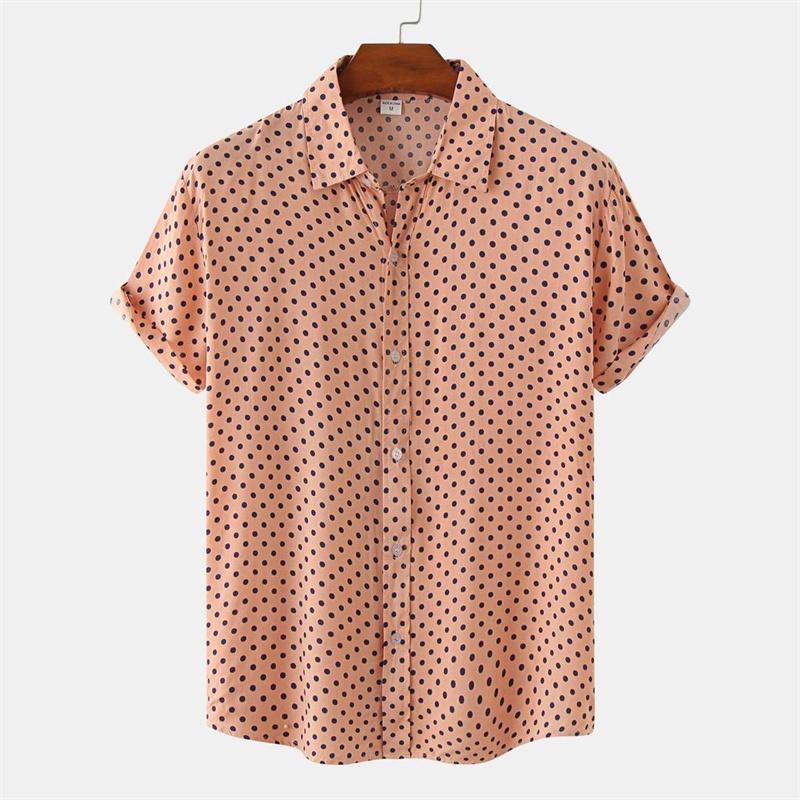 Men Solid Colored Dots Hawaiian Casual Short Sleeves Summer 3d Printed Button Blouse Tops Party Street Button Shirts