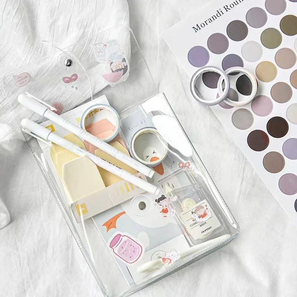 Large Capacity Transparent Storage Bag Square Rectangle Stationery Stickers Bag  Office Supplies