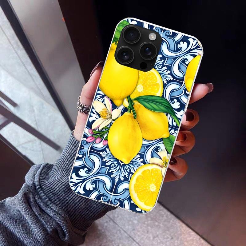 Средиземноморский Лимон Чехол для Телефона Для iPhone 17 Air 16 15 Pro Max 14 Plus 13 Mini 12 11 Чехол 7 8 SE Силиконовый Чехол Печать Fundas 17