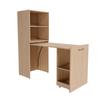 Extendable Desk with Storage Cabinet, Folding Desk with Adjustable Shelves & Extendable Tabletop, Light Natural Oak, for Bedroom & Study (Office Desk)
