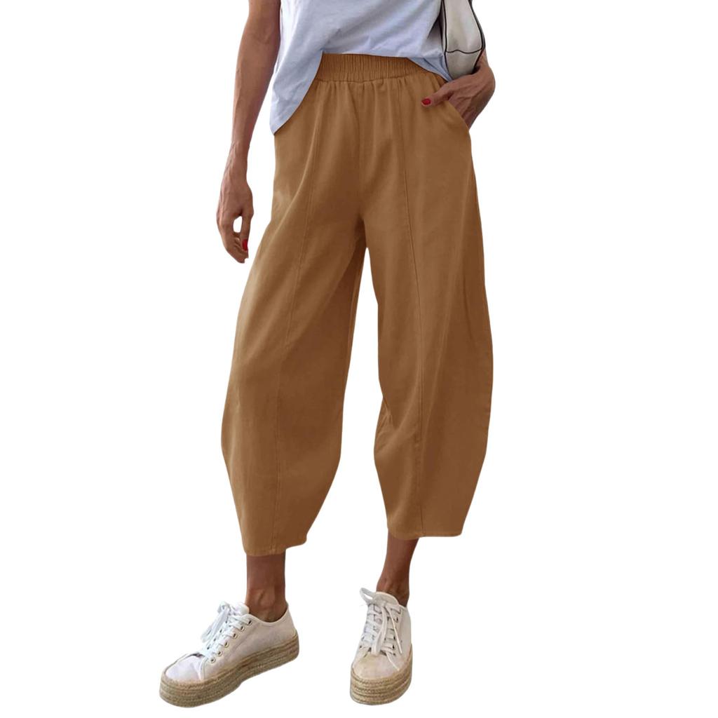 Women's Solid Color Pleated Waist Loose Wide Leg Straight Leg Pants