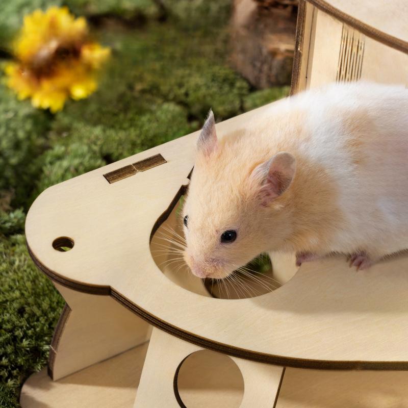 Трехслойная платформа, игрушка, хомяк, специальное убежище, деревянное гнездо, ландшафтные принадлежности, хомяк, забавная мебель, лестница для восхождения