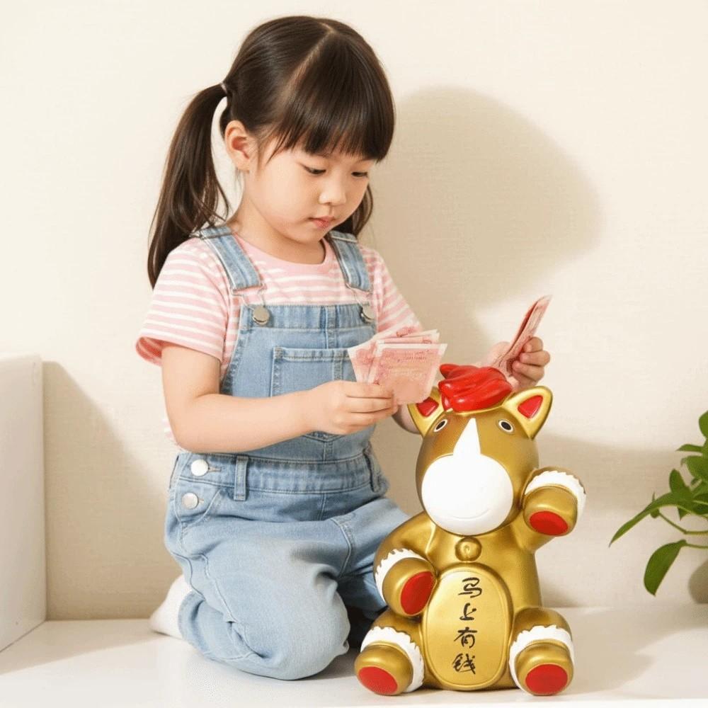 Gold Horse Money Jar Animal Coin Saving Box Durable Horse Piggy Bank New Year Celebration