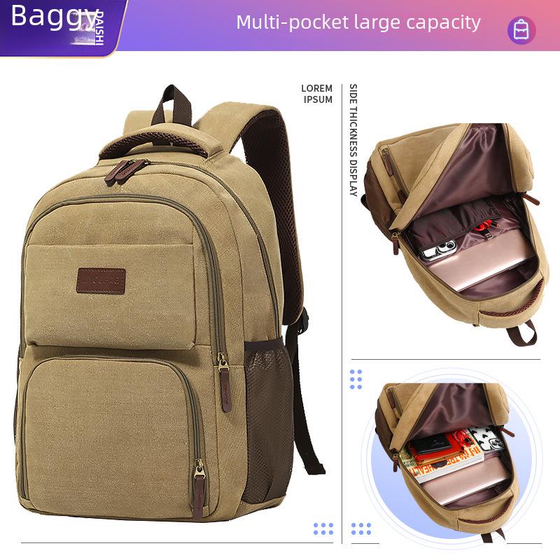 Высококачественный холщовый рюкзак: Унисекс, Большая вместимость, Водонепроницаемый, Повседневный
