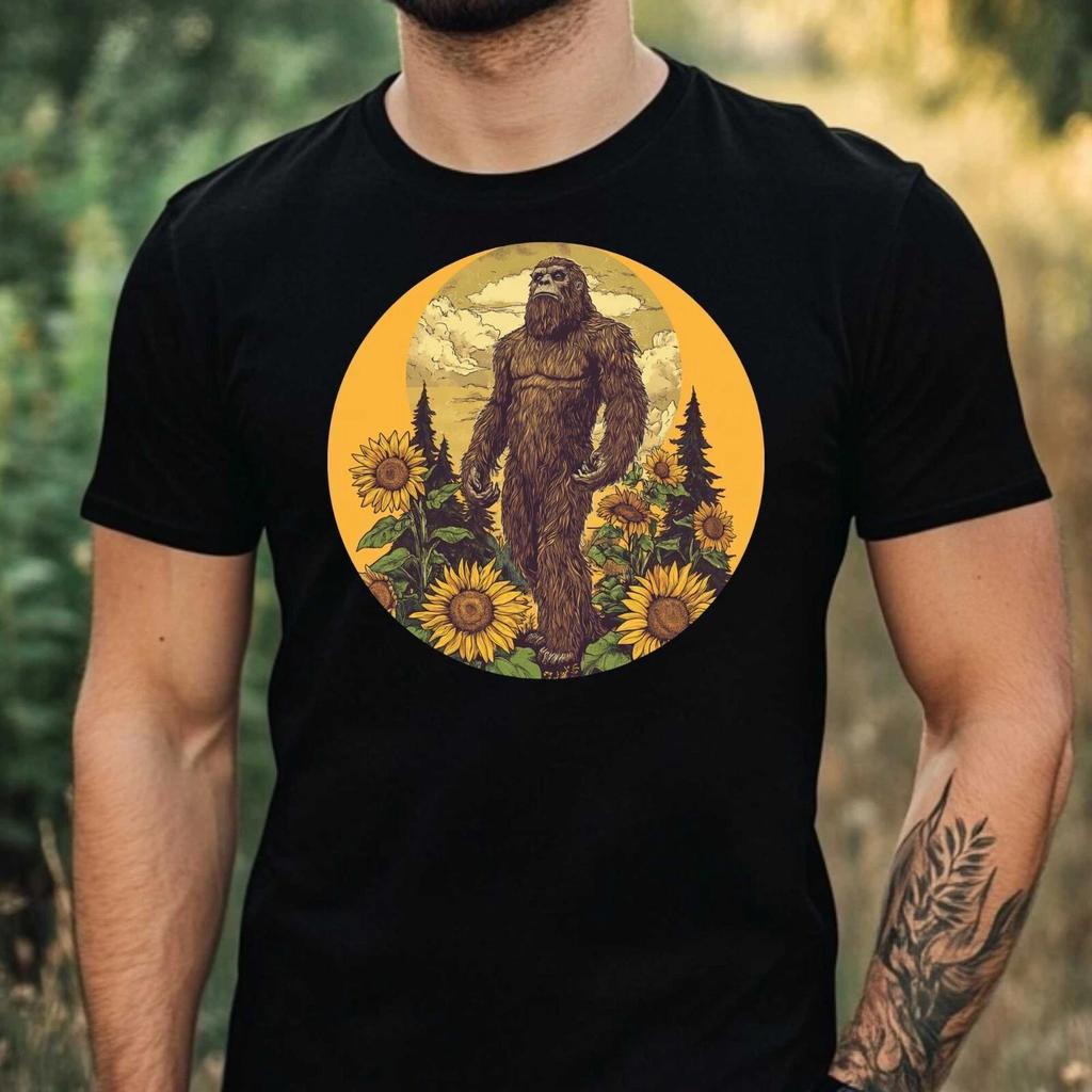 T-Shirt Herren Bigfoot mit Sonnenblume Motiv Baumwolle Größe XS bis 5XL
