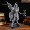 Коллекционная фигурка Крылатого Героя Воин Ангел Статуэтка из смолы, Фигурка Солдата с Оружием, Ретро Бронза и Винтажная Статуэтка Матовый Серый Черный Настольный Декор