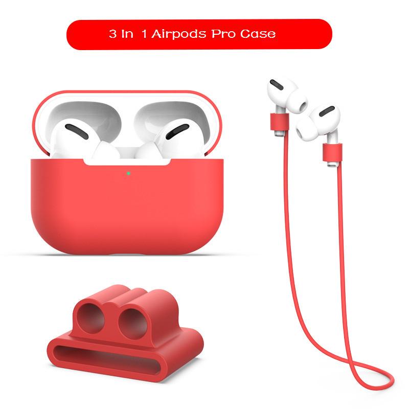 Мягкий силиконовый защитный чехол 3 в 1 для Airpods 3 (2021) / Airpods Pro 2 / Airpods Pro Чехол для наушников с анти-потерянным ремешком для Airpods Pro