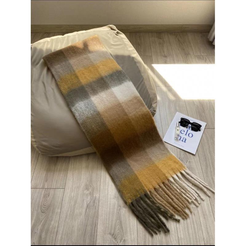 Autumn and Winter New European and American Ac Plaid Scarf Women's Fashion Contrasting Color Warm Couple Student Scarf Thickened Shawl