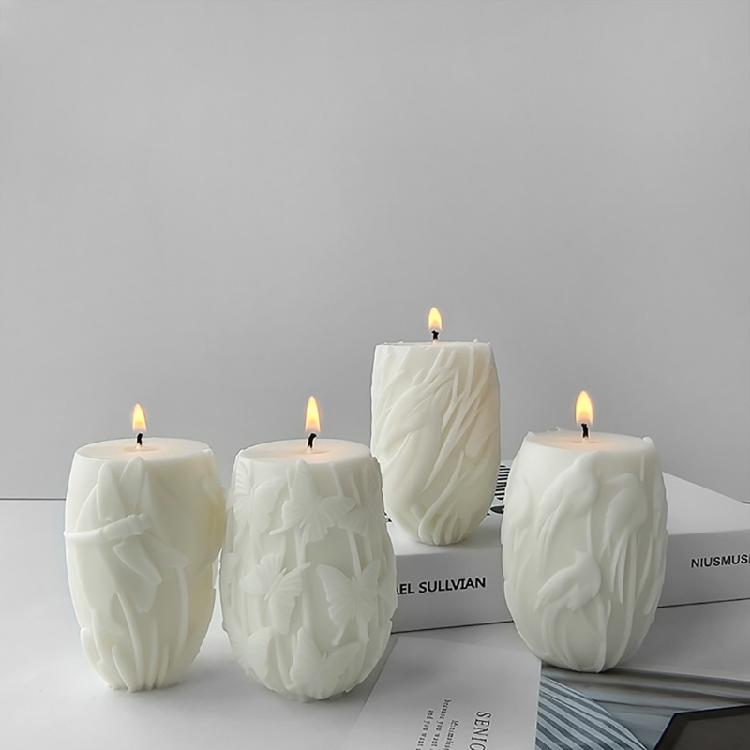 Силиконовые формы для рельефных цилиндрических ароматических свечей, формы для скульптур, практичные силиконовые формы для ароматических свечей